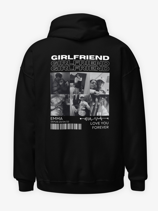 Girlfriend - Sweat à Capuche Personnalisé Noir