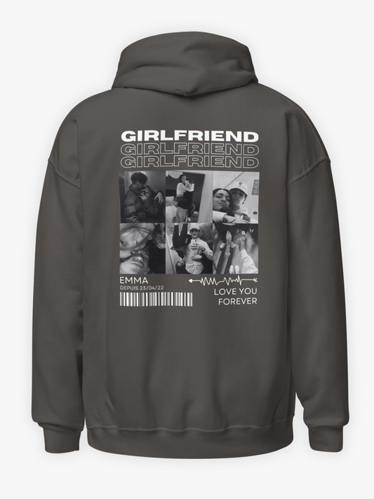 Girlfriend - Sweat à Capuche Personnalisé Gris anthracite