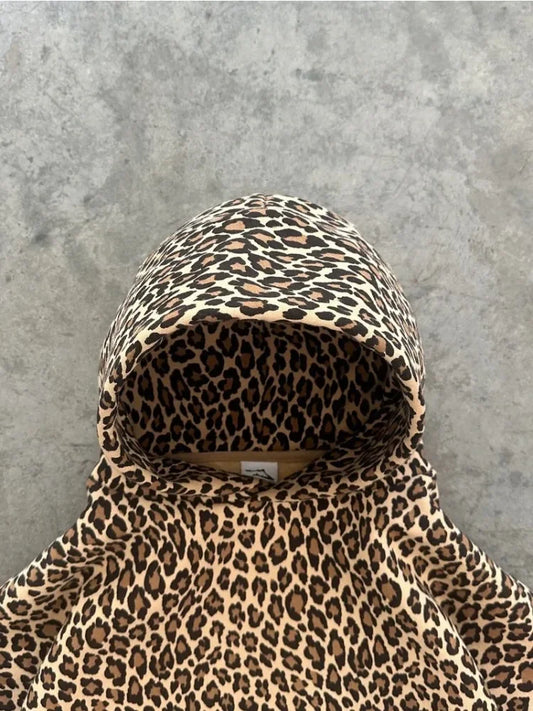 Leopard Hoodies Women Y2k Oversized