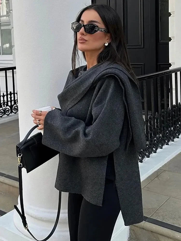 Long Sleeve Scarf Coat